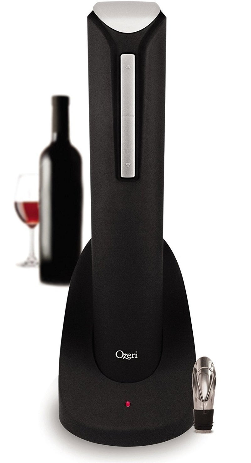 Ozeri Pro Electric Wine Bottle Opener in Black, with Wine Pourer, Stopper, Foil Cutter and Elegant Recharging Stand - Image 1